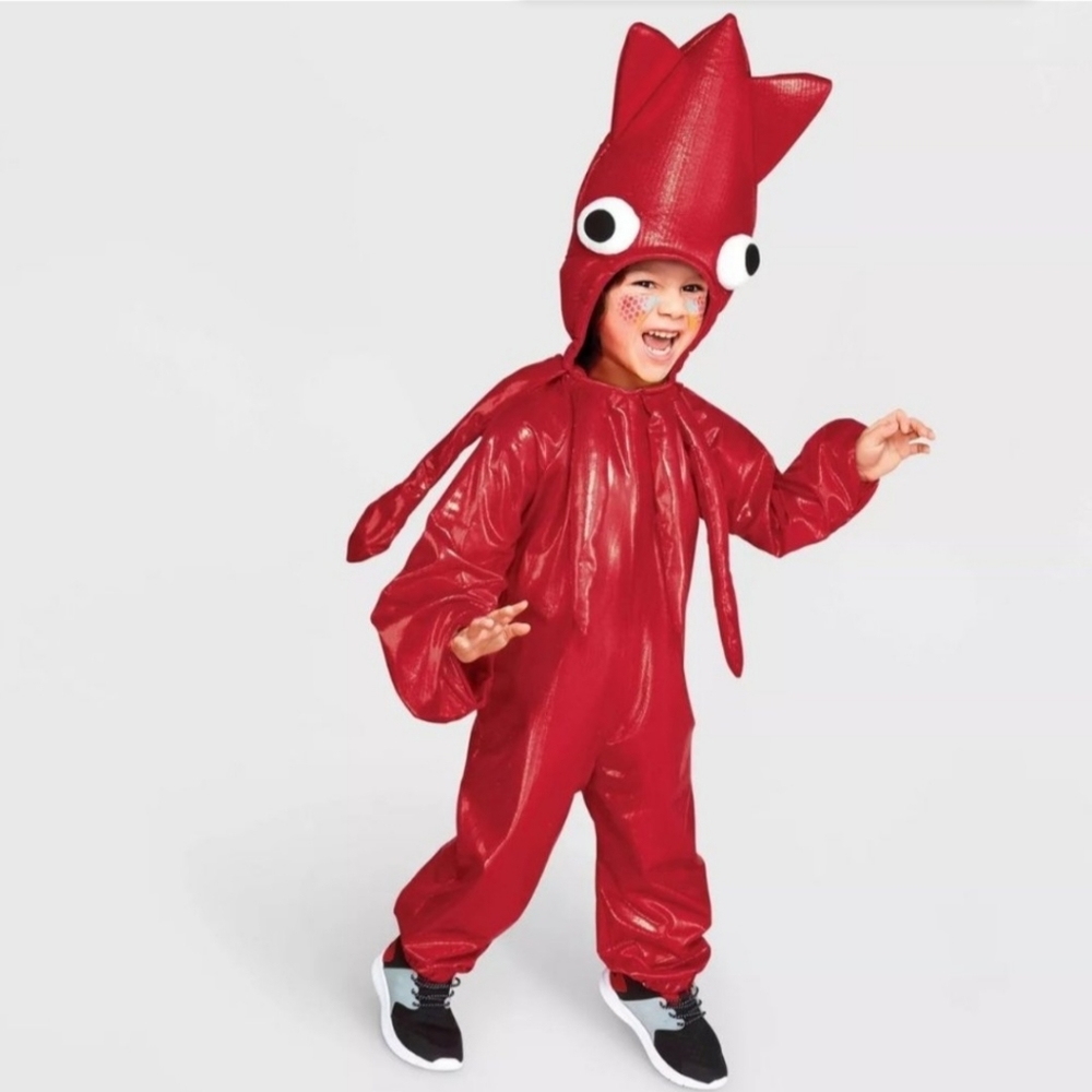 Hyde & Eek! Boutique Toddler Red SQUID Halloween Costume Sea life Jumpsuit NWT